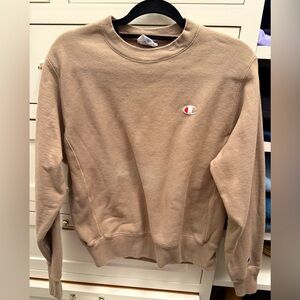 Champion Tan Crewneck Sweatshirt with Small Logo
